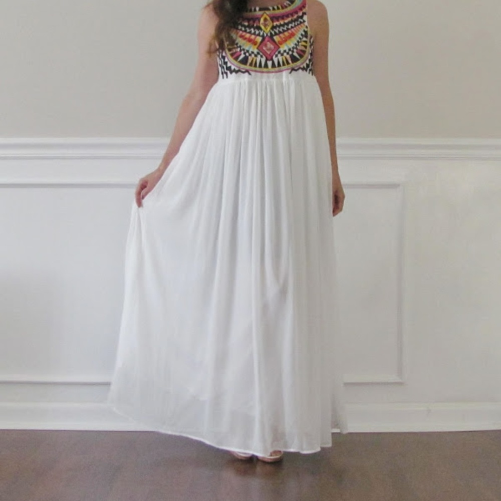 White chiffon maxi dress